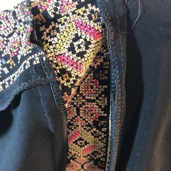 Black Jersey Dress Color Cross Multi Color Stitched Embroidered Unique  Dress M - Picture 13 of 13